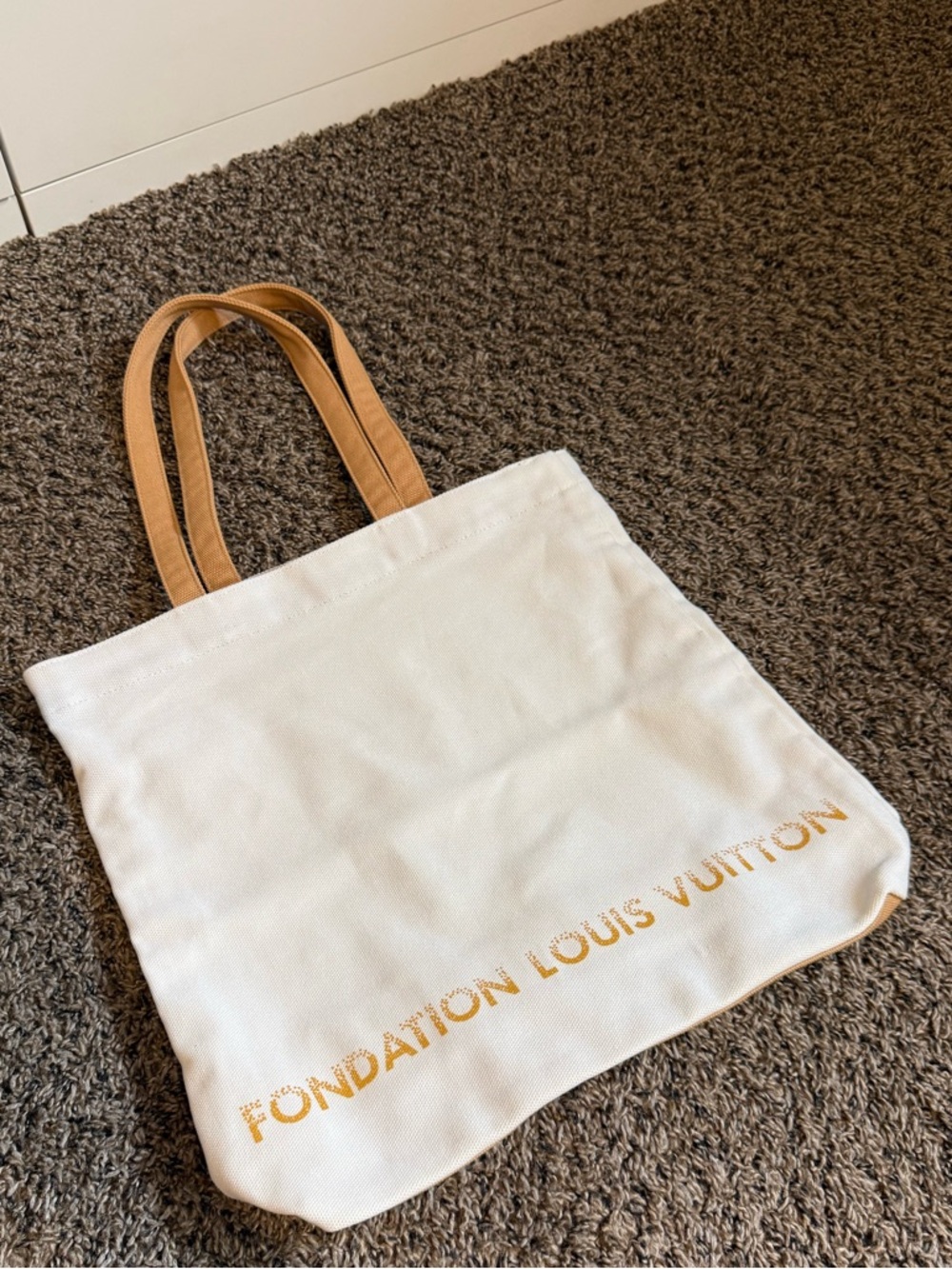 Louis Vuitton Fondation Cotton Canvas Tote with Tan Handles